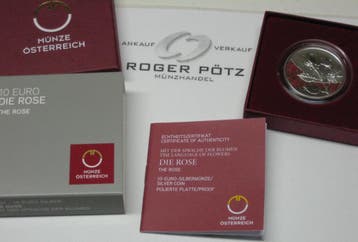 Österreich 10 Euro 2021 zilver coloriert Pp Die Rose zilver, Verzenden