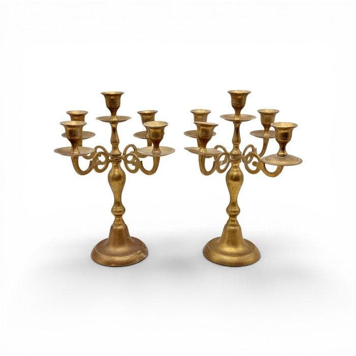 Kandelaber - Messing - Een paar kandelaars, Antiquités & Art, Antiquités | Autres Antiquités