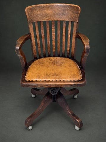Wm Richardson Ltd. - Chaise de bureau - Bois, Fonte, Cuir -, Antiquités & Art