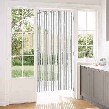 vidaXL Insecten Gordijn Chenille Grijs en wit 90 x 200 cm, Verzenden, Nieuw