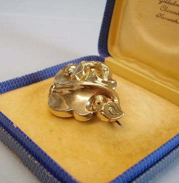 Zonder minimumprijs - Broche - 14 karaat Geel goud, Zilver -