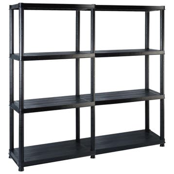 vidaXL Opbergrek 4-laags 122x30,5x130 cm kunststof zwart, Huis en Inrichting, Verzenden, Nieuw