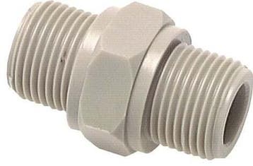 Dubbele Nippel G3/8'' PVDF 10bar FDA 22mm Hex, Verzenden, Nieuw