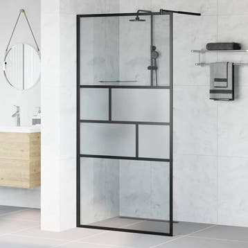 vidaXL Inloopdouchewand Zwart 100 x 195 x 0,5 cm Glas en, Verzenden