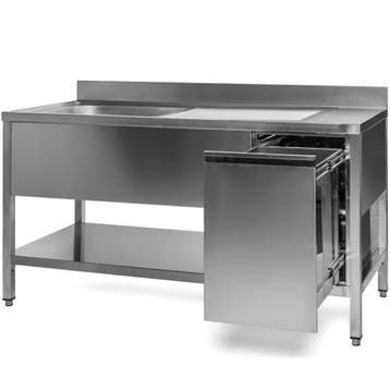 Spoeltafel | RVS | 1 Spoelbak (Links) + Afvallade |, Verzenden, Nieuw in verpakking
