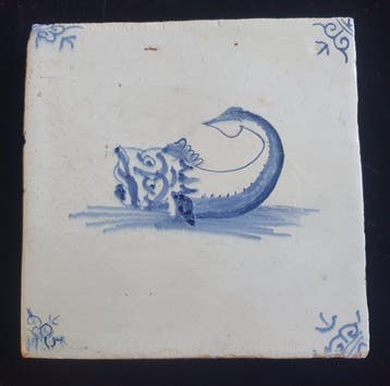 Tegel - 1600-1650 - Delftsblauwe tegels, Antiek en Kunst