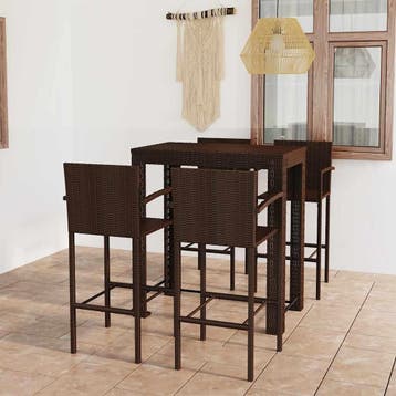 vidaXL 5-delige Tuinbarset met armleuningen poly rattan, Tuin en Terras, Verzenden, Nieuw