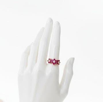 Ring - 14 karaat Geel goud - 1.53ct. tw. Robijn - Diamant