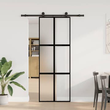 vidaXL Schuifdeur met beslag 76x205 cm gehard glas en, Doe-het-zelf en Bouw, Verzenden, Nieuw