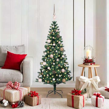 vidaXL Kunststof Voorverlichte Kerstboom Groen 150 cm PVC en, Verzenden, Nieuw