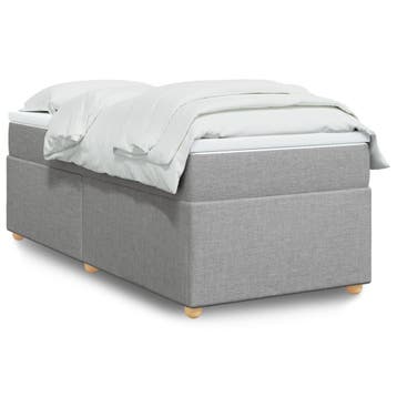 vidaXL Boxspring met matras stof lichtgrijs 90x200 cm, Verzenden, Nieuw