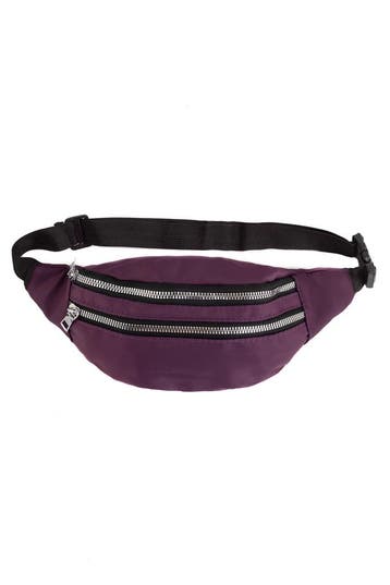 KIMU® Heuptas Aubergine Paars 2 Ritsen Fanny Pack met Twee V, Ophalen of Verzenden, Nieuw