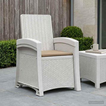 vidaXL Ligstoel Rieten Look Wit en Taupe PP, Verzenden, Nieuw