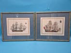 Wanddecoratie - Set: 2 historische scheepsafdrukken –