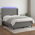 vidaXL Boxspring met matras en LED stof donkergrijs 140x200, Verzenden, Nieuw