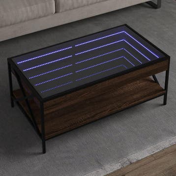 vidaXL Salontafel met Infinity LED 90x50x38 cm bruin, Verzenden, Nieuw