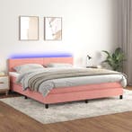 vidaXL Boxspring met matras en LED fluweel roze 180x200 cm, Huis en Inrichting, Verzenden, Nieuw