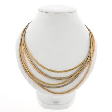 Tricolor gouden omega schakelcollier (Ketting), Handtassen en Accessoires, Kettingen, Ophalen of Verzenden, Gebruikt, Goud, Goud