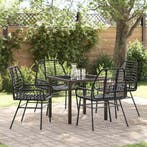 vidaXL Tuin Eettafel Set 5 pcs Zwart poly rattan, Tuin en Terras, Verzenden, Nieuw