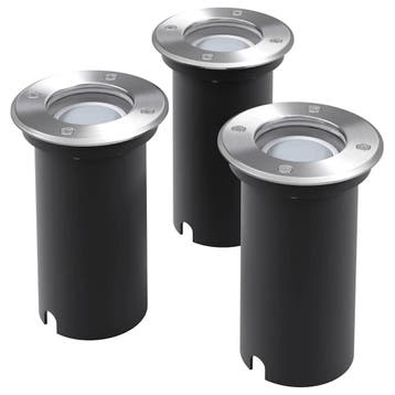 vidaXL LED-Grondspots buiten 3 stuks rond, Tuin en Terras, Verzenden, Nieuw