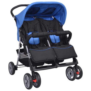 vidaXL Tweelingwagen staal rood en zwart, Enfants & Bébés, Verzenden