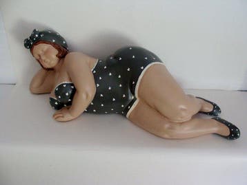 Beeld, Statue, Mollige Bade Dame Badenixe Statuette, eine