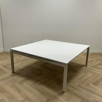verstelbare vierkante vergadertafel 160x160 cm, wit, Gebruikt, Bureau
