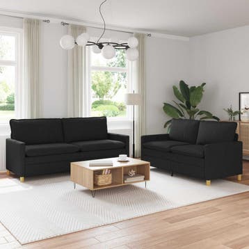 vidaXL bank / zetelstel 2 st Zwart Stof, Huis en Inrichting, Verzenden, Nieuw