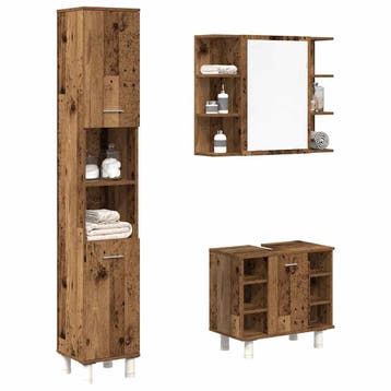 vidaXL 3-delige Badkamermeubelset bewerkt hout oud, Verzenden