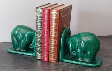 Boekensteunen (2) - olifant - Keramiek