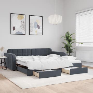 vidaXL Slaapbank onderschuifbed lades 100x200 cm fluweel, Verzenden, Nieuw