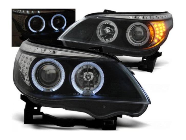 Angel Eyes koplampen Black geschikt voor BMW E60 E61, Autos : Pièces & Accessoires, Éclairage, Envoi