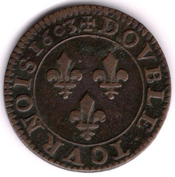 Frankrijk. Henri IV (1589-1610). Double Tournois 1603-A,