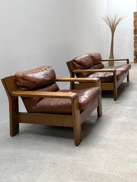 Rolf Benz - Zitgroep (2) - RB 5200 - Leder, Eik -, Antiek en Kunst, Antiek | Meubels | Stoelen en Sofa's