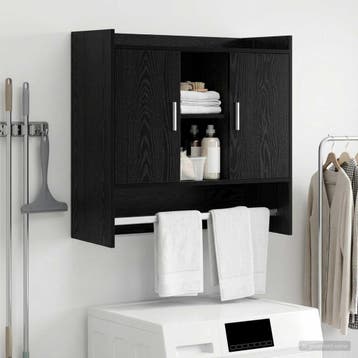 vidaXL Wandplank Muurmontage Zwart eiken 80 x 36 x 80 cm, Verzenden
