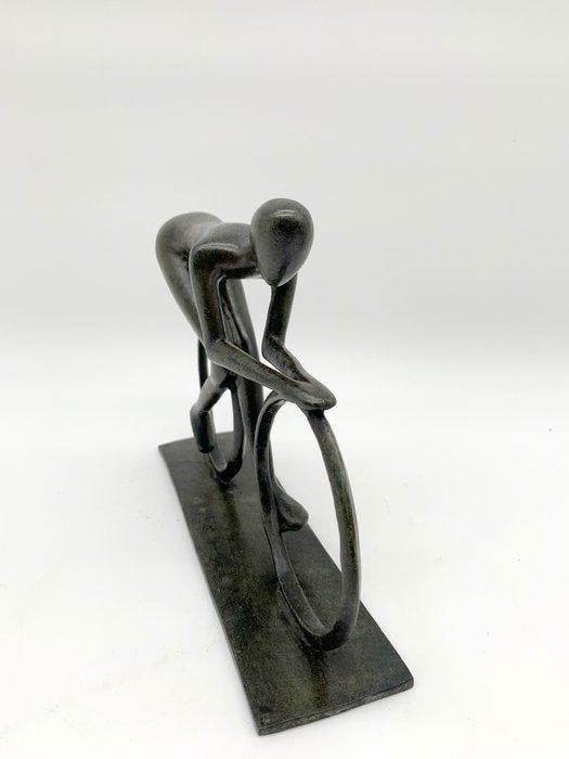 Figuur - Wielrenner - 21 cm - Brons, Antiquités & Art, Curiosités & Brocante