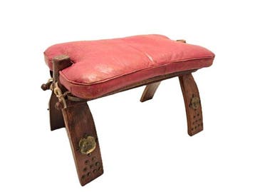 Tabouret - Bois, Cuir - Kamelenkruk