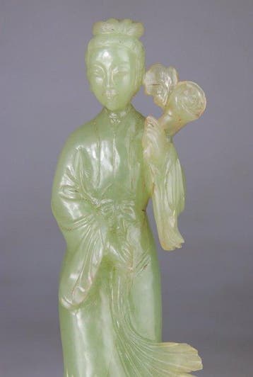Grande Kwanyin Sculptuur Beeldje - Houten Sokkel -
