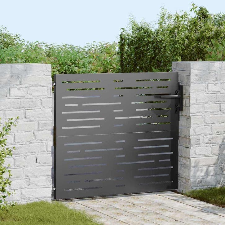 vidaXL Tuinpoort met slot Zwart 85 x 100 cm Poedercoated, Tuin en Terras, Tuinpoorten, Nieuw, Verzenden