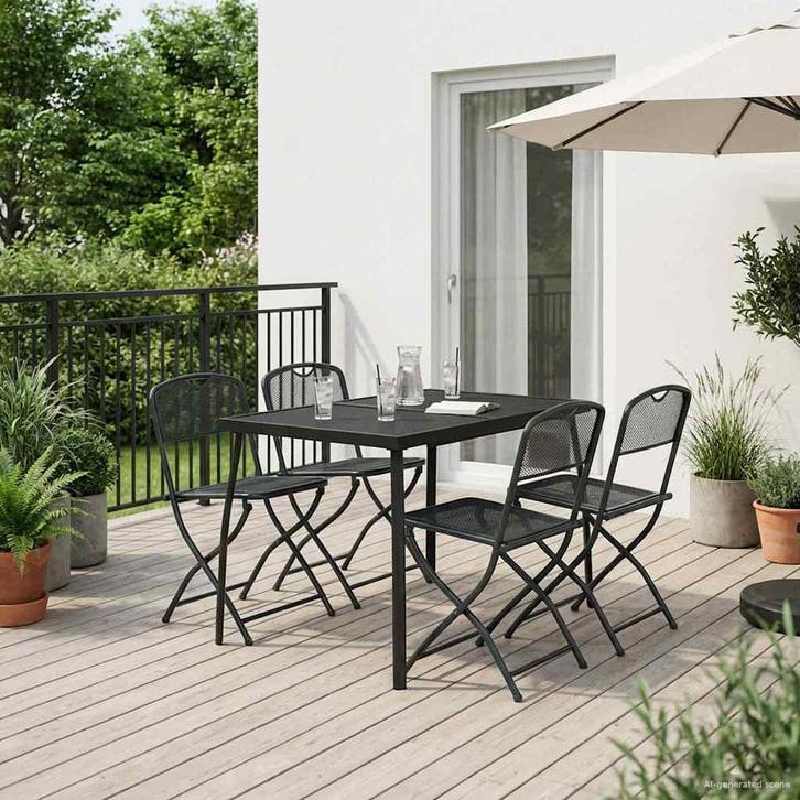 vidaXL Buitenmeubels set 5 pcs Antracietkleurig Ijzer en, Tuin en Terras, Tuinsets en Loungesets, Nieuw, Verzenden