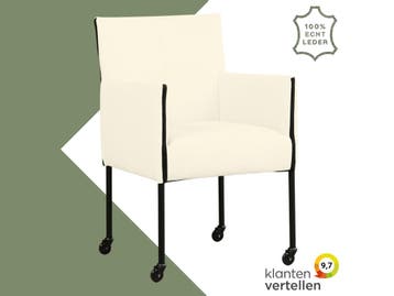 Leren eetkamerstoel More - Toledo Avorio (crème) - Poten, Huis en Inrichting, Overige kleuren, Bohemian, Industrieel, Modern, Scandinavisch
