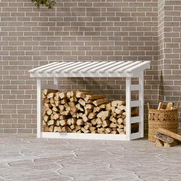 vidaXL Haardhoutrek 108x64,5x78 cm massief grenenhout wit, Verzenden