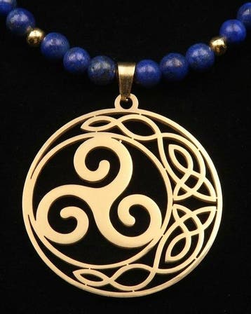 Lapis lazuli - Halsketting met Druïdische Triskele: De