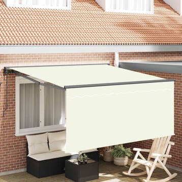 vidaXL Uitschuifbare luifel Crème 300 x 250 cm Polyester en, Verzenden
