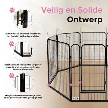 MaxxPet Hondenren Puppyren met 8 panelen - Staal - 60x78c..., Dieren en Toebehoren, Ophalen of Verzenden, Nieuw