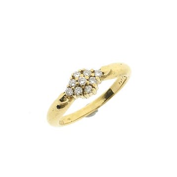 Gouden entouragering met diamanten; 0,30 ct., Handtassen en Accessoires, Ringen, Gebruikt, Ophalen of Verzenden, Kleiner dan 17