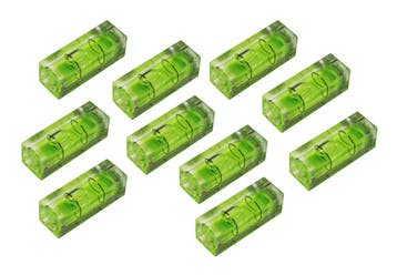 Set van 10 libellen voor waterpas, 10x10x29 mm, groen, Verzenden