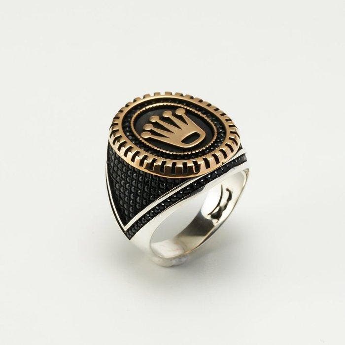 Zonder minimumprijs - Ring Zilver - Rolex-stijl ring, Handtassen en Accessoires, Ringen