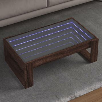 vidaXL Salontafel met Infinity LED 90x53x30 cm bruin, Verzenden, Nieuw