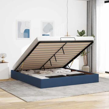 vidaXL Bedframe zonder matras 160x200 cm stof blauw, Verzenden, Nieuw